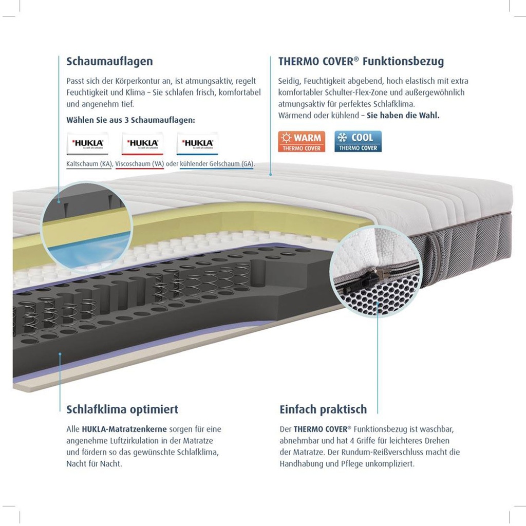 Hukla Matratze Maestral HU-M600 Gel 90cmx200cm HG 2Plus