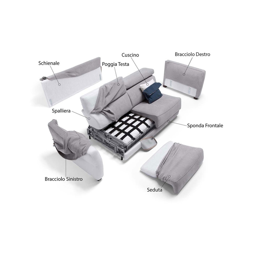 Dienne Salotti Schlafsofa Tokyo in Stoff Ornellaia braun