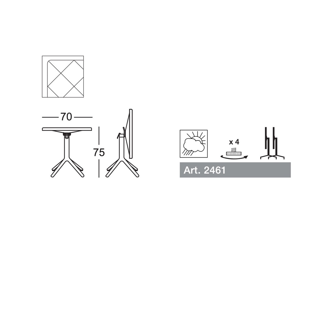 Scab Design ECO 70x70 Tisch 2461 klappbar