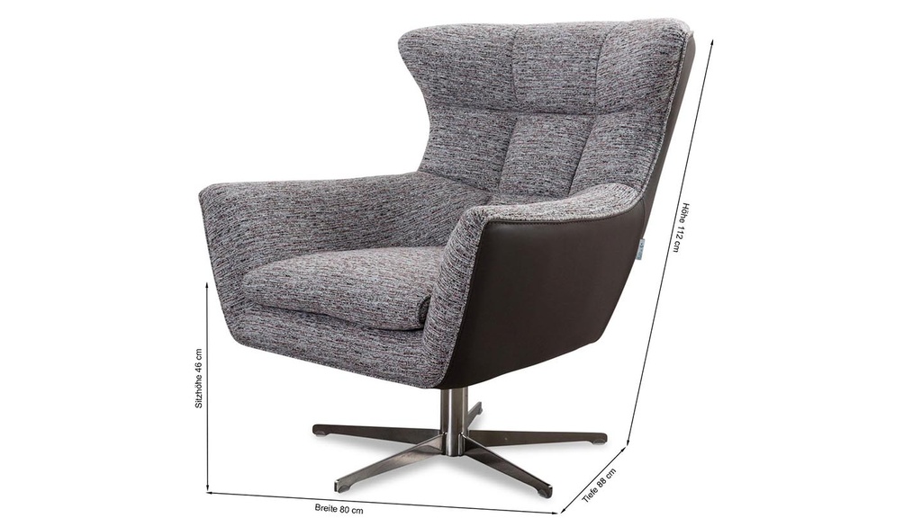 Calia Italia Drehessel JACOB in Stoff Nisa rosa und Leder smooth taupe