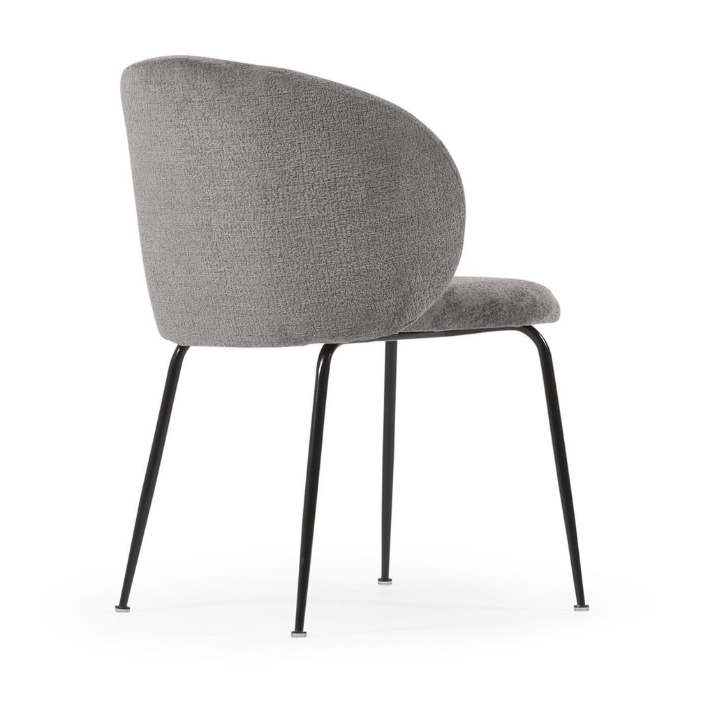 Danish Lemonite Stuhl Monna aus grauem Chenille und Stahlbeinen mit schwarzem Finish