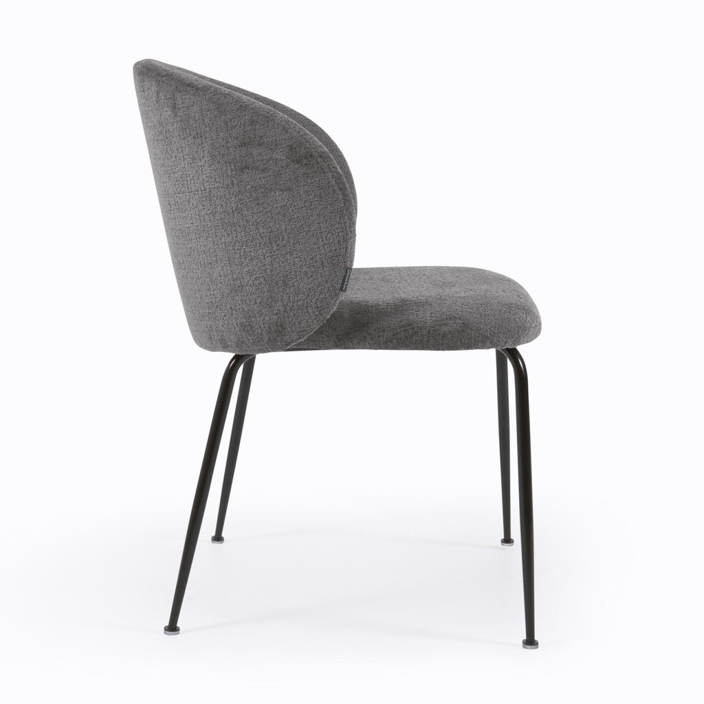 Danish Lemonite Stuhl Monna aus grauem Chenille und Stahlbeinen mit schwarzem Finish
