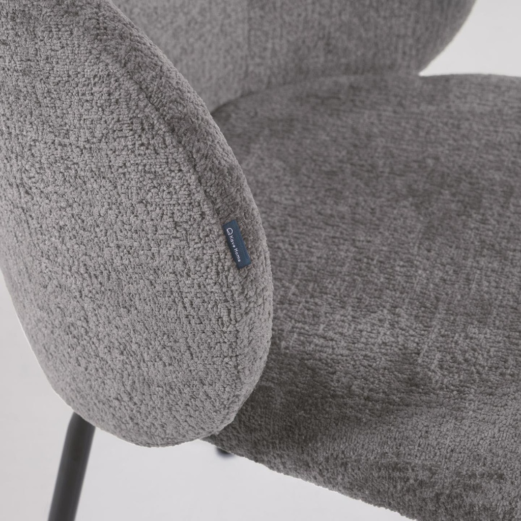 Danish Lemonite Stuhl Monna aus grauem Chenille und Stahlbeinen mit schwarzem Finish