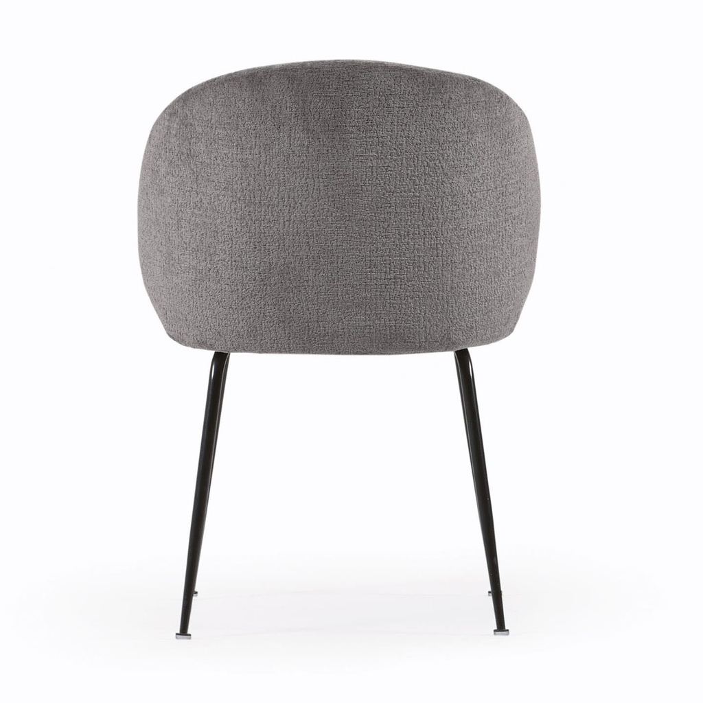 Danish Lemonite Stuhl Monna aus grauem Chenille und Stahlbeinen mit schwarzem Finish