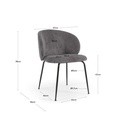 Danish Lemonite Stuhl Monna aus grauem Chenille und Stahlbeinen mit schwarzem Finish