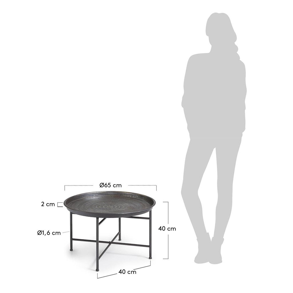 Danish Lemonite Couchtisch Dalinea aus Stahl mit Antik-Effekt Ø 65 cm