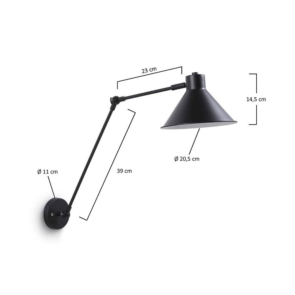 Danish Lemonite Wandleuchte Dione schwarz