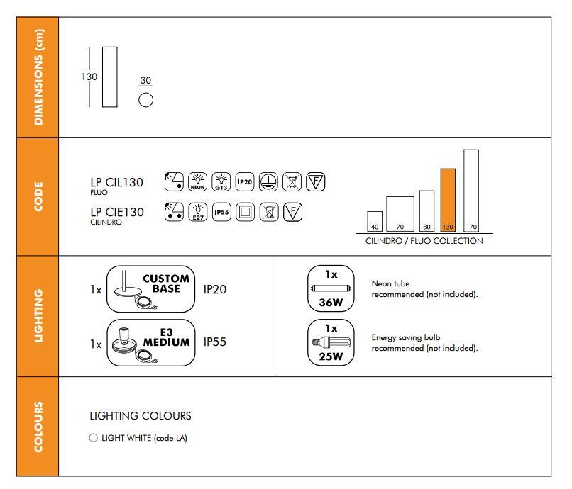 Slide Design Stehleuchte FLUO - Grösse: 30 Höhe 40cm aussen