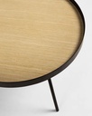 Nenet Couchtisch Farbe Eiche und Stahl mit schwarzem Finish Ø 60 cm