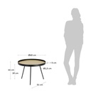 Nenet Couchtisch Farbe Eiche und Stahl mit schwarzem Finish Ø 60 cm