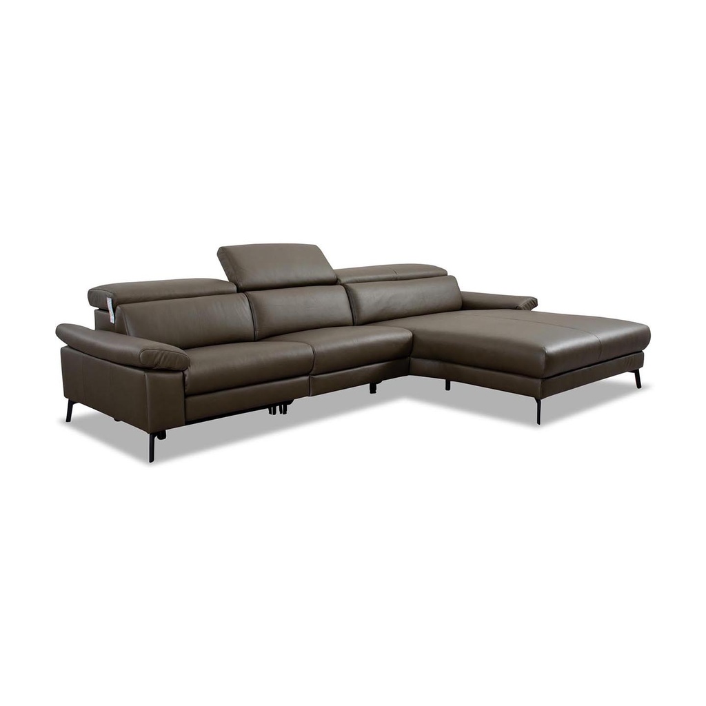 Candy Ecksofa Teramo in Leder Quecksilber olive