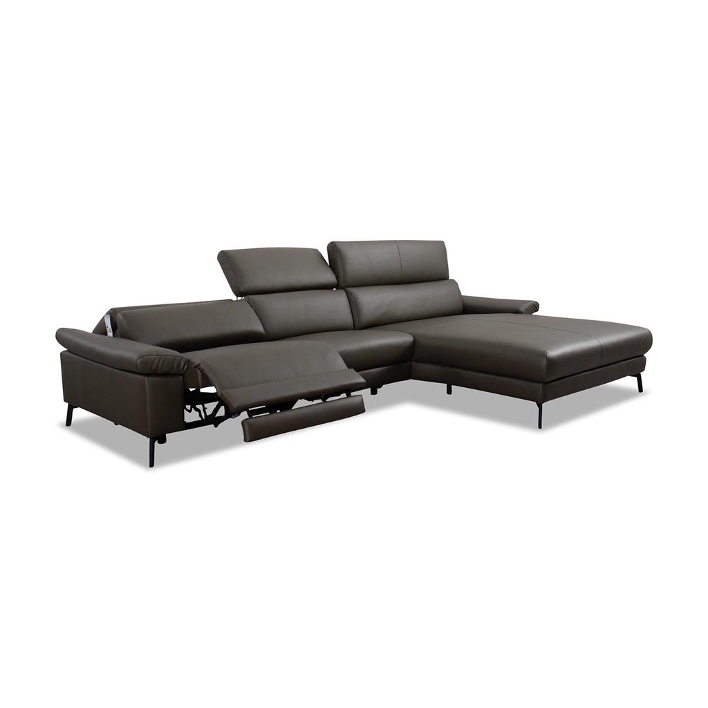 Candy Ecksofa Teramo in Leder Quecksilber olive