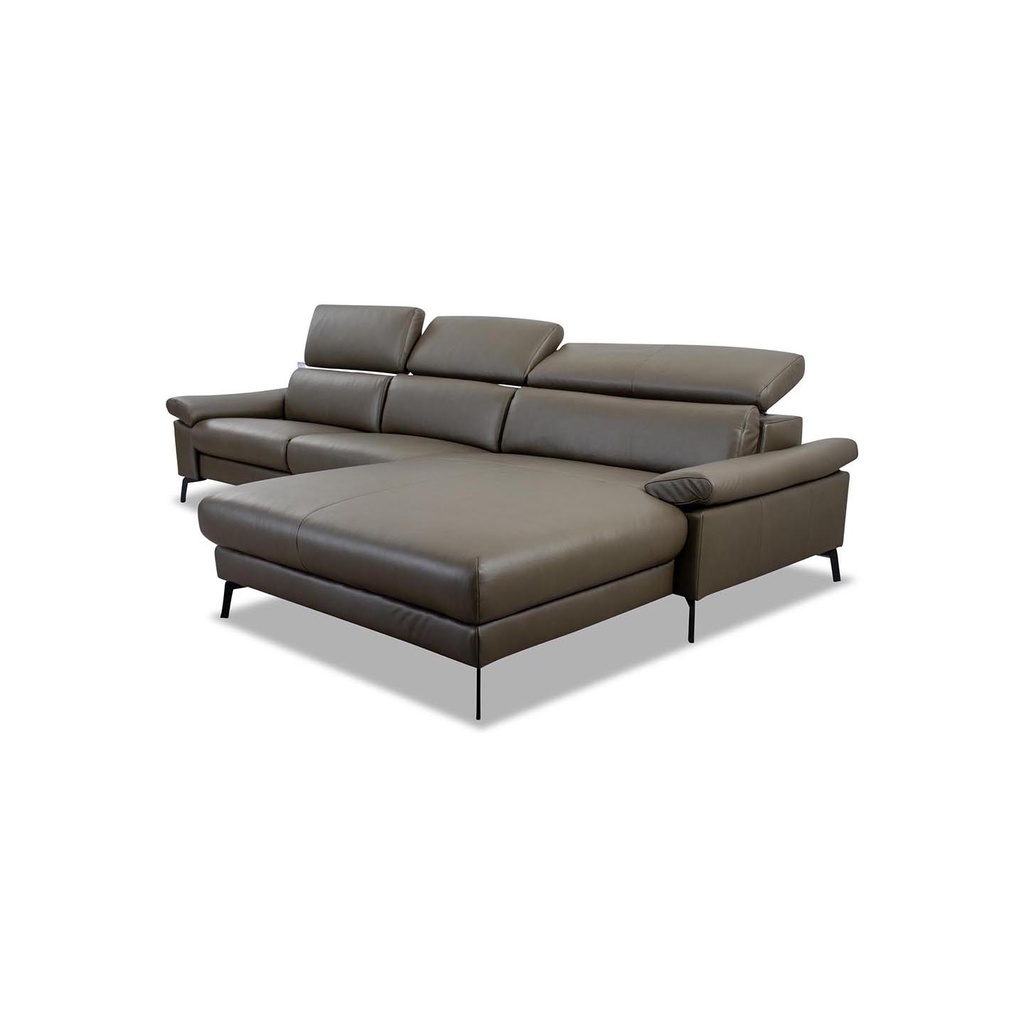 Candy Ecksofa Teramo in Leder Quecksilber olive