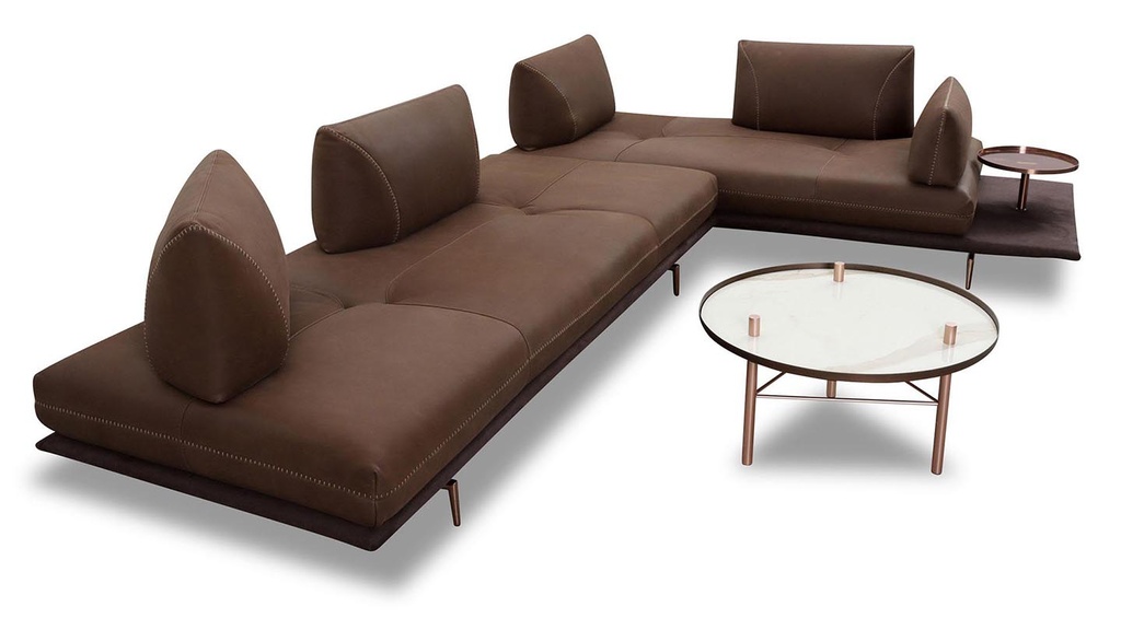 Calia Italia Gianduiotto JR Sofa in Kombination Leder Mammut und Stoff Ginevra 