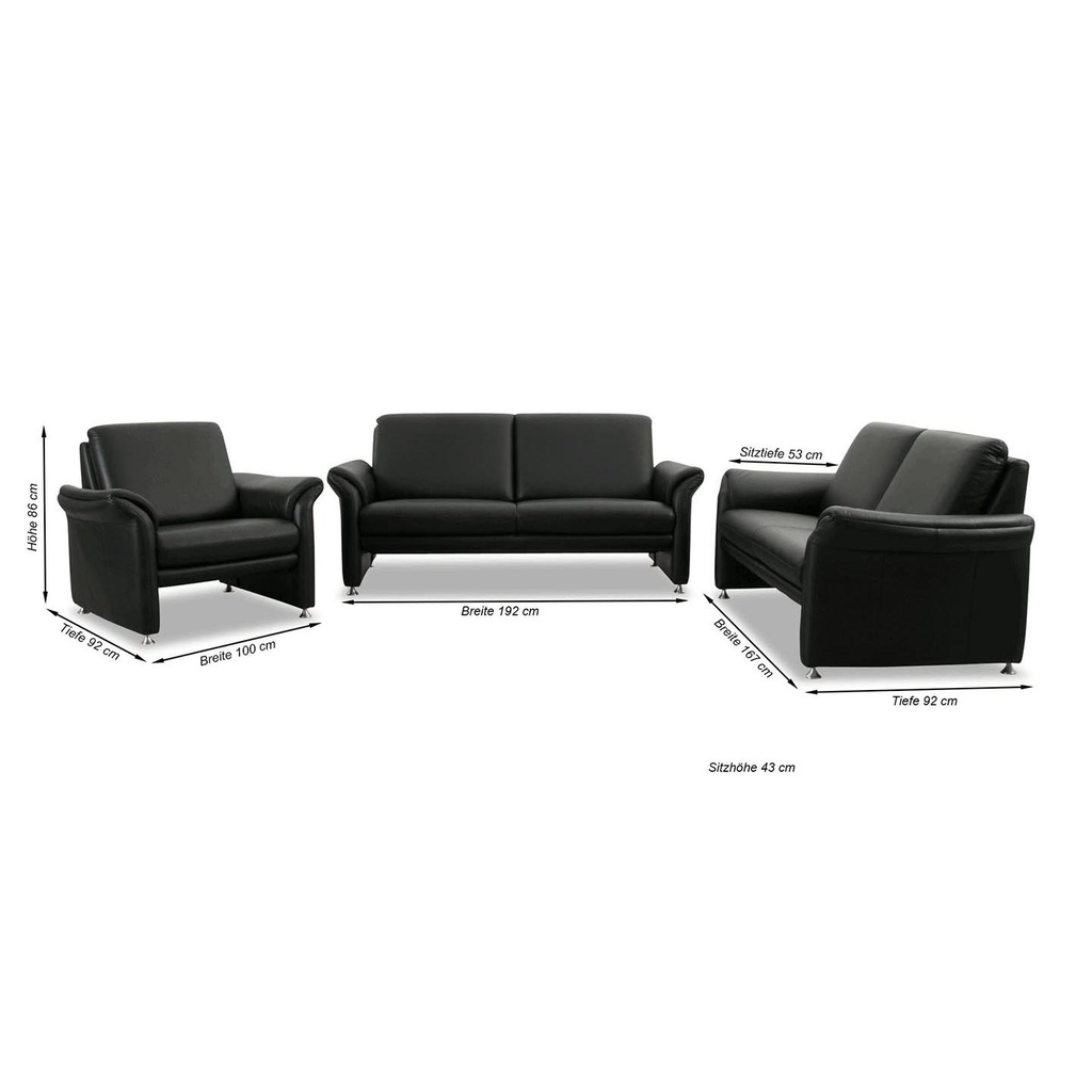 Willi Schillig Couchgarnitur 24980 Variante LUCCA in Leder Z62 schwarz