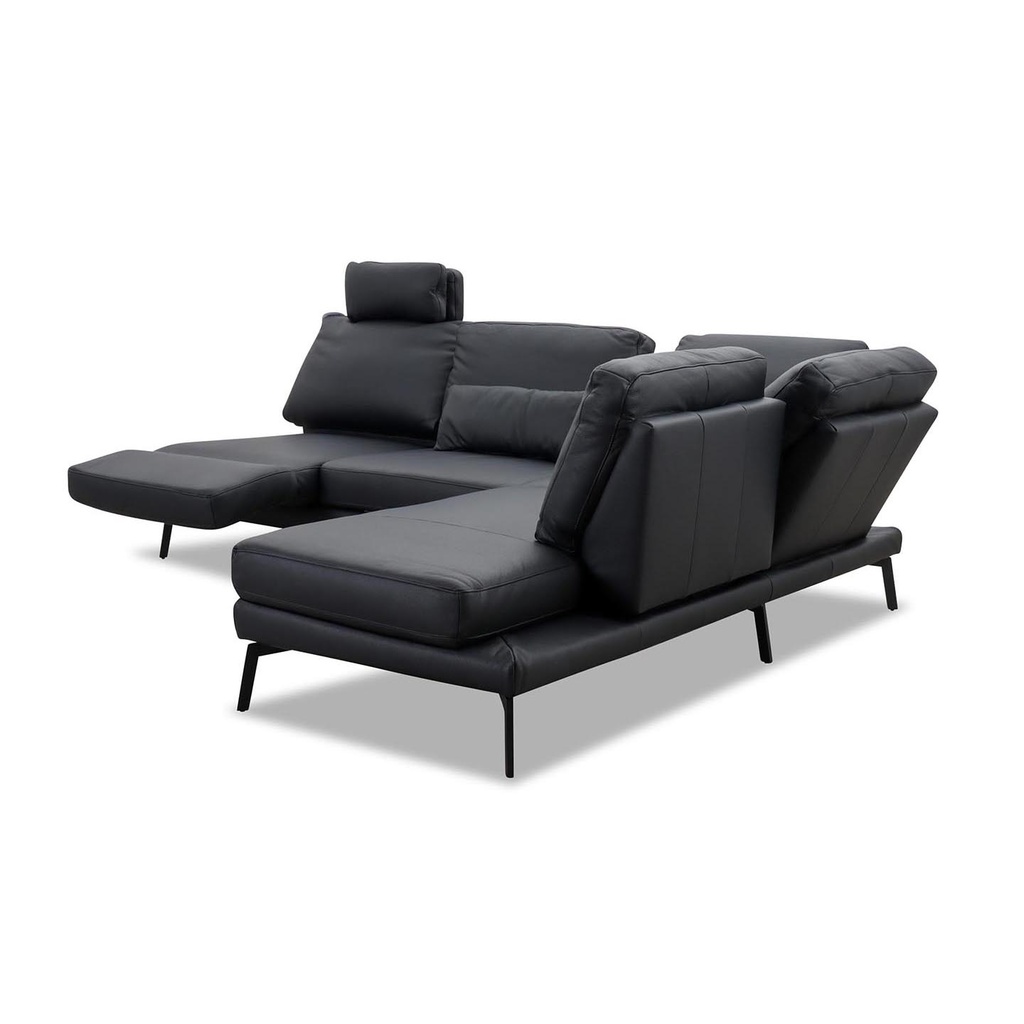 Candy Ecksofa Twister in Leder Torero nero