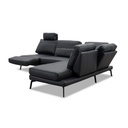 Candy Ecksofa Twister in Leder Torero nero