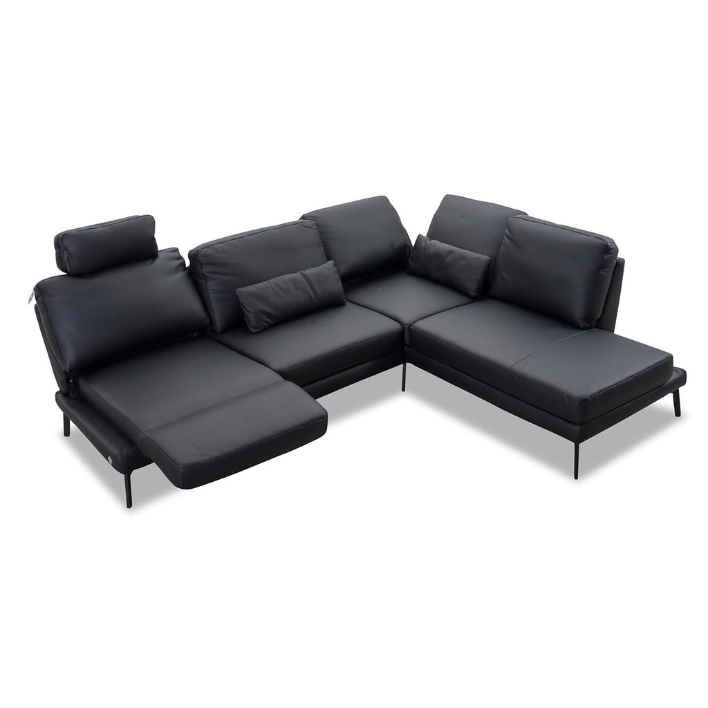 Candy Ecksofa Twister in Leder Torero nero