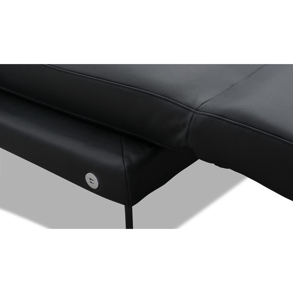 Candy Ecksofa Twister in Leder Torero nero