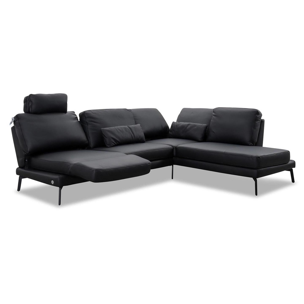 Candy Ecksofa Twister in Leder Torero nero