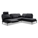 Candy Ecksofa Twister in Leder Torero nero