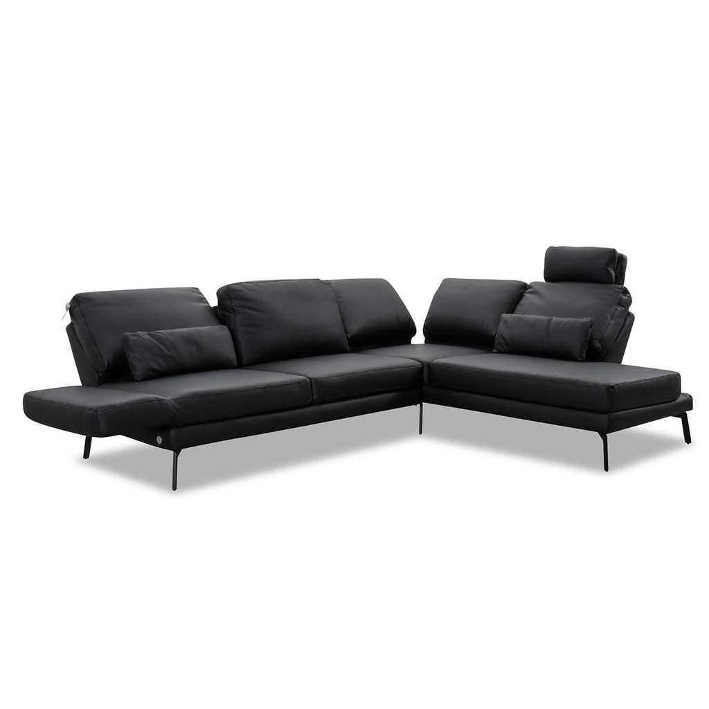 Candy Ecksofa Twister in Leder Torero nero
