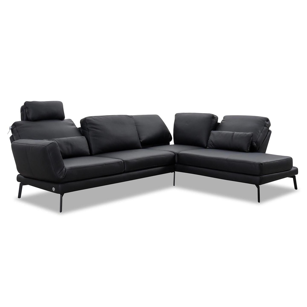 Candy Ecksofa Twister in Leder Torero nero
