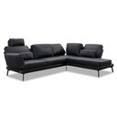 Candy Ecksofa Twister in Leder Torero nero