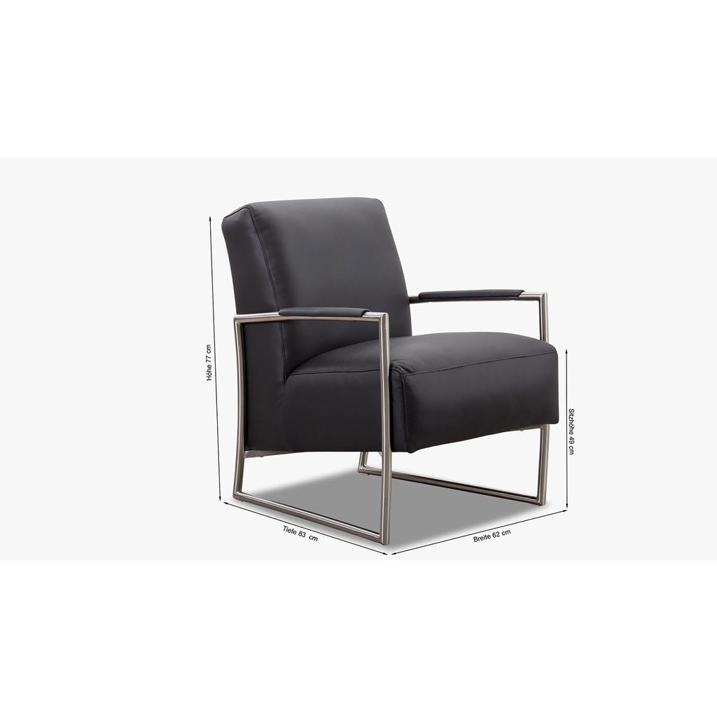 K+W - 7400 exklusiv Sessel in Leder Bronco grau-blau