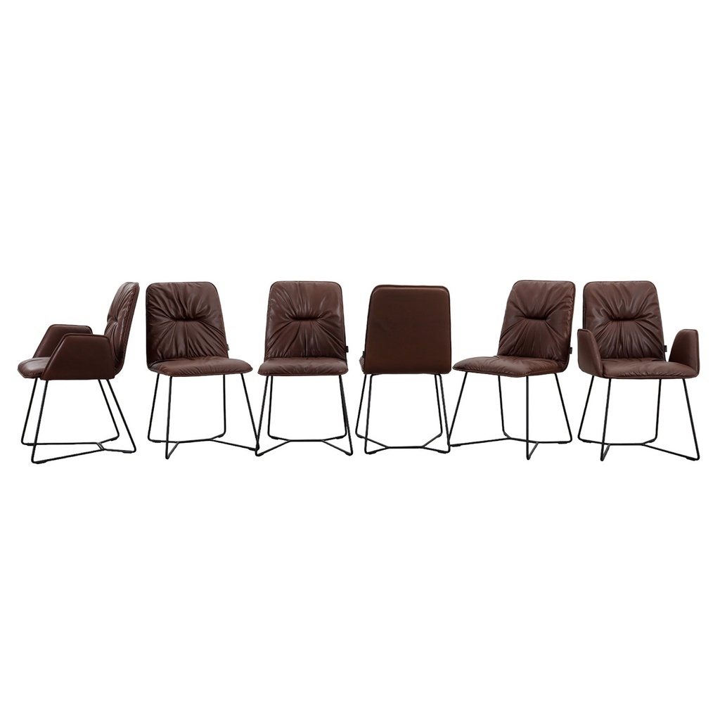 Tommy M 6er Set Stuhl Efendi in Wild Anilinleder dunkelbraun