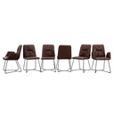 Tommy M 6er Set Stuhl Efendi in Wild Anilinleder dunkelbraun