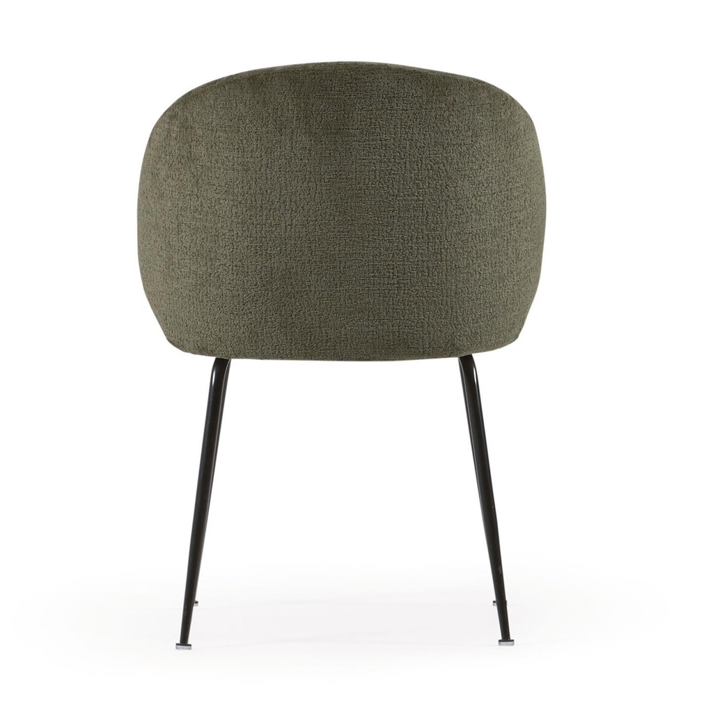 Danish Lemonite Stuhl Monna aus grünem Chenille und Stahlbeinen mit schwarzem Finish