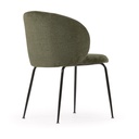 Danish Lemonite Stuhl Monna aus grünem Chenille und Stahlbeinen mit schwarzem Finish