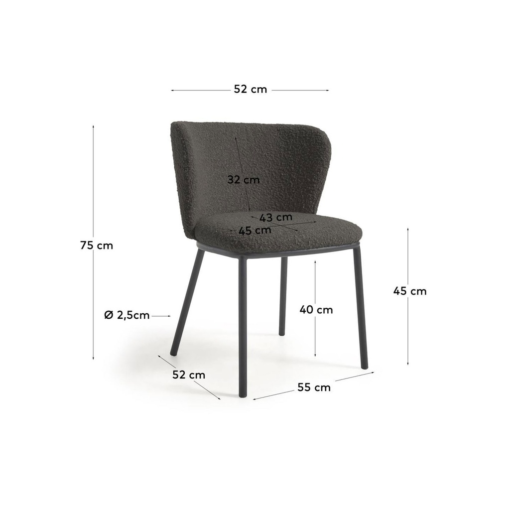 Danish Lemonite Stuhl Ciselia in Boucle Stoff
