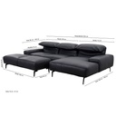 ES Brand Ecksofa Esmara in Leder L180 schwarz