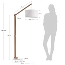 Danish Lemonite Stehlampe Riaz aus massiver Buche mit weißem Lampenschirm