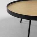 Nenet Couchtisch Farbe Eiche und Stahl mit schwarzem Finish Ø 84 cm