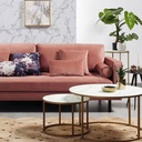 Leonor Set 2 Beistelltische aus weißem Glas und Stahl mit goldenem Finish Ø 80 cm und Ø 50 cm
