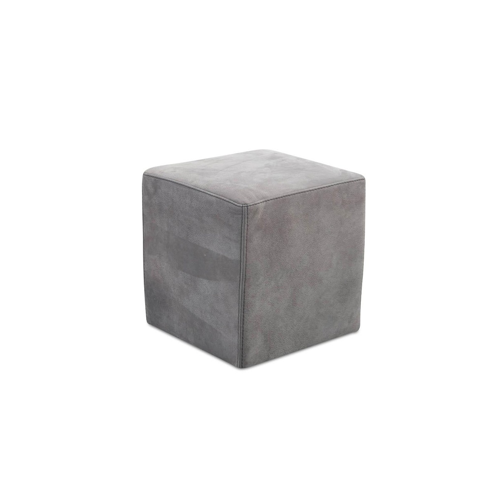 Softform Hocker BUFFALO in Büffelleder grau mit schwarzer Kontrastnaht