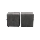 Softform Hocker BUFFALO in Büffelleder grau mit schwarzer Kontrastnaht