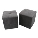 Softform Hocker BUFFALO in Büffelleder grau mit schwarzer Kontrastnaht