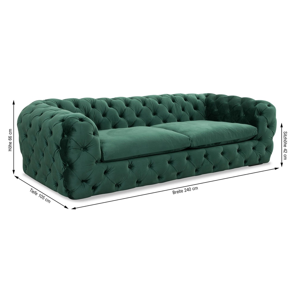 Softform Sofa Chester Pluto in Stoff Amsterdam dunkelgrün