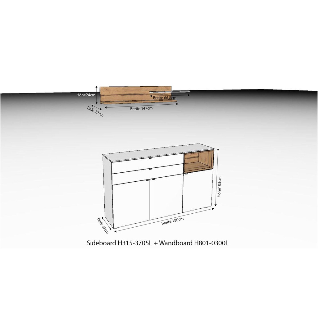 Venjakob Hängeelement, Lowboard, Paneel, Vitrine Andiamo Home AH30