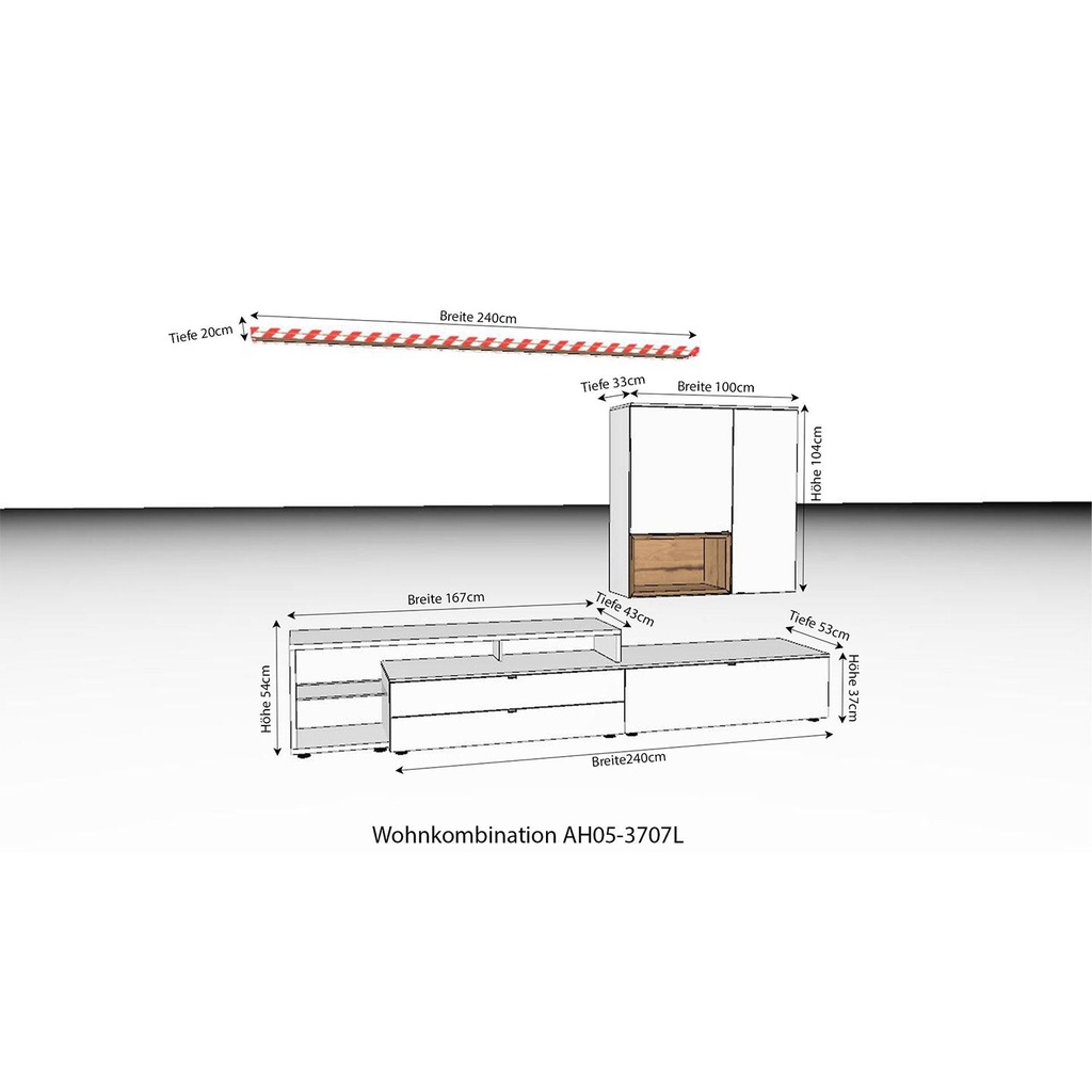 Venjakob Hängeelement, Lowboard, Regal, Vitrine Andiamo Home AH05
