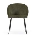 Danish Lemonite 2er Set Stuhl Monna aus grünem Chenille und Stahlbeinen mit schwarzem Finish