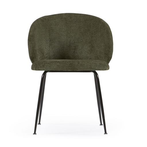 [CC1167BG19	] Danish Lemonite 2er Set Stuhl Monna aus grünem Chenille und Stahlbeinen mit schwarzem Finish